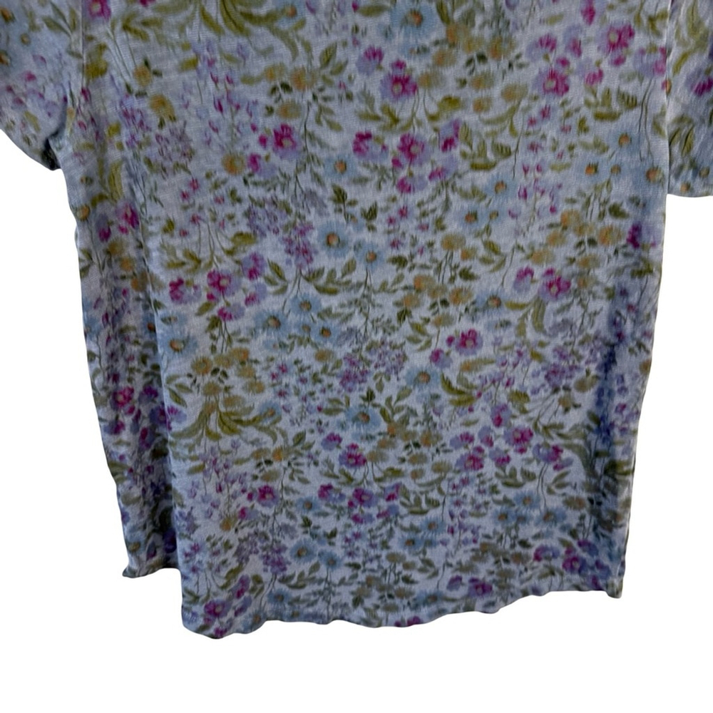 Old Navy Floral Short Sleeve Top - Blue and Purple Grey Size S Cottagecore - Picture 8 of 8